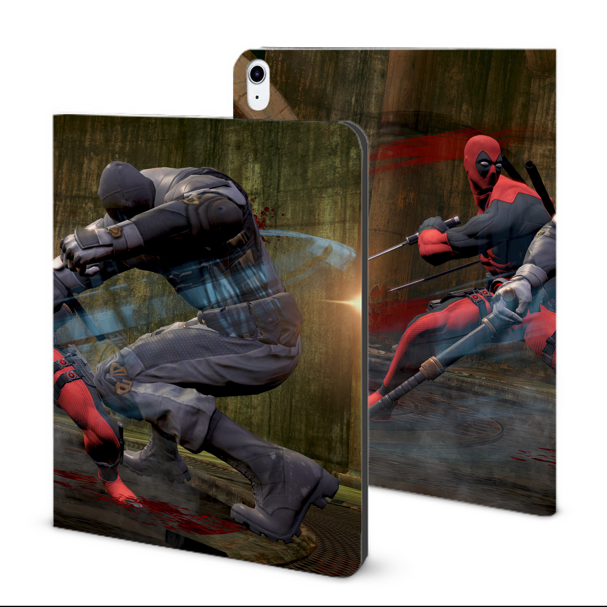 （画像用） Deadpool デッドプール IPad ケース ブック型 PUレザー TPU 耐衝撃 軽量 薄型 ペン収納なし 全面保護 IPad 各モデル対応